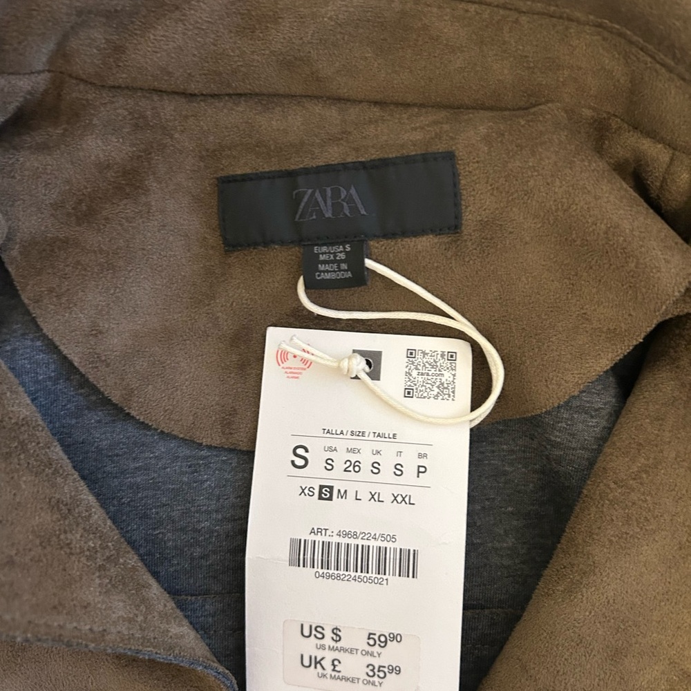 NWT Zara Faux Suede Cropped Jacket - Picture 3 of 3